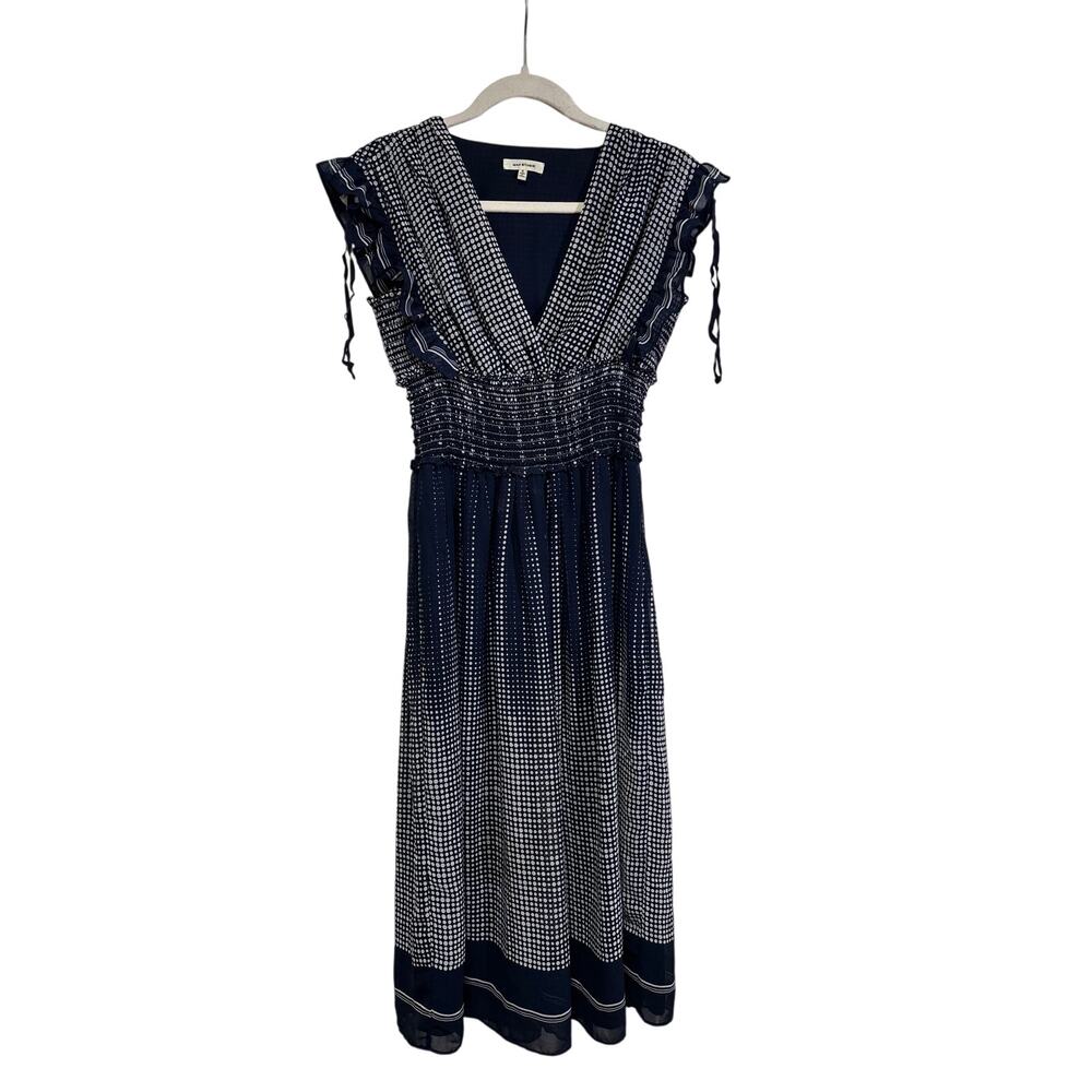 Max Studio Blue White Polka Dot Midi Dress S - Picture 2 of 7